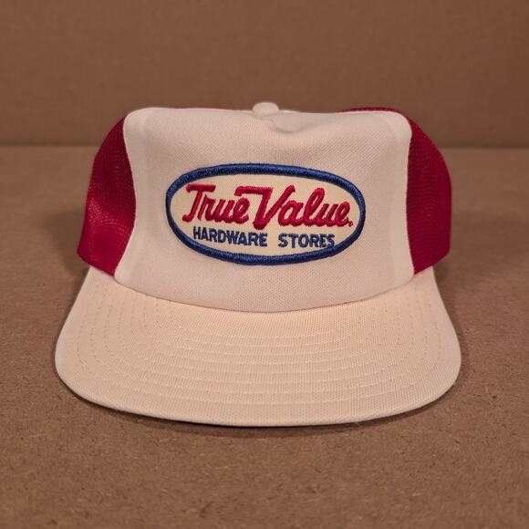 Vintage 80s True Value Hardware Stores Hat Red White Mesh Snapback Trucker Cap - Picture 2 of 6